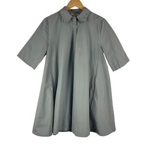 COS Gray Cotton Trapeze Mini Shirtdress Short Sleeve Collared Women's US 4 EU 34